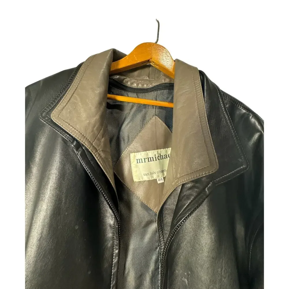 Vintage 100% Leather Coat Mr Michaels San Luis Obispo‎ Bomber Jacket